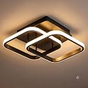WhiteRay Stylish Plastic LED Ceiling Lamp Dual Ring Sqaure Contemporary Design, Surface Mount 3 Step Color Changing Perfect for Living Room, Dining Area, Bedroom and Home Decoration