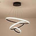 Whiteray Modern Contemporary Spiral LED 3 Ring Chandelier Hanging Ceiling Pendant Light Adjustable Height with 3 Color Lighting Modes Ideal for Living Room/Bedroom/Office/Home (L-3 String Led Hanging)
