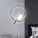 WHITERAY Modern Inbuilt LED Bird Decorative Hanging Ceiling Pendant Light,Ring with Height-Adjustable Living Room/Entryway/Hallways/Bedroom/Home Office/-3 Lighting Mode (Round Sparrow BLK)