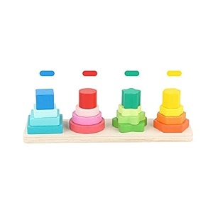 whiz kids wooden sorting amp stacking toy geometric shape sorter toys for toddlers educational blocks puzzles montessori color recognition stacker 3 years old age kids 4 shape sorting - c