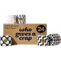 Who Gives A Crap 100% Bamboo Toilet Paper, 24 Rolls, 3 Ply, 330 Sheets, Long, Strong &amp; Soft Toilet Tissue, Renewable, Tree Free Bathroom Tissue Made with Bamboo Fibers