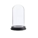 WHOLE HOUSEWARES | Decorative Clear Glass Dome | Cloche Glass Dome for DIY Snow Globes | Tabletop Centerpiece | Cloche Bell Jar Display Case | Black MDF Base, 5.7" D X 6.5" H