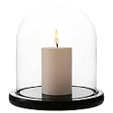 WHOLE HOUSEWARES | Decorative Clear Glass Dome | Cloche Glass Dome for DIY Snow Globes | Tabletop Centerpiece | Cloche Bell Jar Display Case | Black MDF Base, 5.9" D X 6.5" H