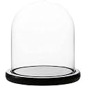 WHOLE HOUSEWARES | Decorative Clear Glass /Tabletop Centerpiece | Cloche Bell Jar Display Dome Case with Black Wooden MDF Base for Candles | 5.7" D X 10.4" H Glass Dome Display