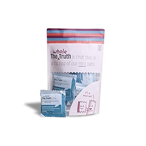 the whole truth - mini protein bars  coconut cocoa  pack of 8 x 27g each  no preservatives  no artificial sweeteners  no gluten or soy  all natural ingredients