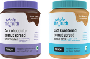 the whole truth - peanut butter with dates  dark chocolate - super saver - crunchy combo - 185 kg pack of 2