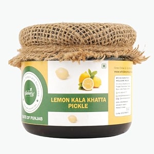 wholesome parlour lemon kala khatta pickle 200gm  organic homemade  all natural ingredients spicy and tangy  no artificial preservatives or colors