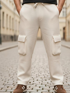 WHY Not Men Solid Beige Track Pants