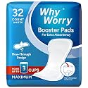 WhyWorry Booster Pads with Maximum Absorbency, 32 Count