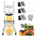 WICHEMI Commercial Vegetable Chopper Dicer Manual Food Cutter w/ 3 Blades