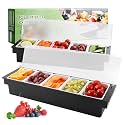 WICHEMI Ice Chilled Condiment Caddy with 5 Removable Trays and Lid, 2 Pack