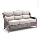Wicker Patio Sofa with 6" Thick Cushions, All-Weather Outdoor Rattan Couch with High Backrest and Deep Seat, Outdoor Patio Sofas for Porch, Yard, Garden, Brown/Beige