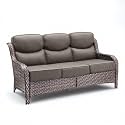 Wicker Patio Sofa with 6" Thick Cushions, All-Weather Outdoor Rattan Couch with High Backrest and Deep Seat, Outdoor Patio Sofas for Porch, Yard, Garden, Brown/Grey