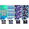 Widdonen Microfiber Beach Towel,Compact 4 Pack-71x32 Inch with Bag Travel