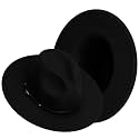 Wide Brim Fedora Hats for Women Mens Felt Fedora Hats With Belt Buckle