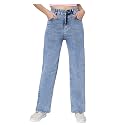 Wide Leg Plain Jeans for Women amp