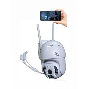 wifi camera wi-fi smart outdoor 360 ptz camera with live monitoring two-way audio motion detection alarm sd card recording cloud storage  full-color night vision  ip66 all weather proof