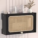 WiFi Router Storage Box - Wall Mount Cabinet Hider, Rattan Shelf for Electl Box &amp; Accessories, Stylish nizer for Home &amp; Office, Space-Saving Design
