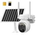 No WiFi Security Camera Outdoor, 4G LTE Cellular Security Camera Solar Powered, 360° PTZ Security Cameras Wireless Outdoor, 2K Color Night Vision, PIR Motion Sensor, 2 Way Talk, Built in SIM Card
