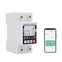 WiFi Smart Energy Meter AC 63A 80-300V WiFi Smart Earth Leakage Over Under Voltage Protector Relay Device Switch Breaker Energy Power kWh Meter Smart Life 110V,Compatible with Alexa Google Home