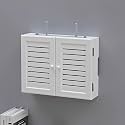 WiFi Storage Box Wall Mount WiFi Router Box Hider Decorative Router Storage Modem Wall Mount Home Media Storages Cabinet for Bedroom Living Room(White,36cm/14.2in)