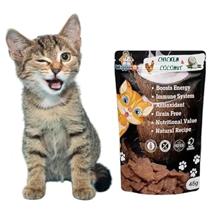 chicken amp coconut cat treat  protein rich  fiber rich  crunchy healthy snacks  training treat  45gm