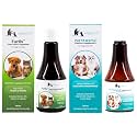 WIGGLES Liver Tonic & Calcium Syrup for Dogs, 200ml & 200ml - Pet Appetizer Booster with Essential Multivitamins Bone Supplement (Pack of 2)