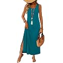 WIHOLL Maxi Dress Summer Dresses 2026 Beach Vacation Clothes Sleeveless Sundresses with Pockets Boho S-3XL