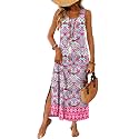 WIHOLL Maxi Dress Summer Dresses 2026 Beach Vacation Clothes Sleeveless Sundresses with Pockets Boho S-3XL