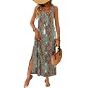 WIHOLL Maxi Dress Summer Dresses 2026 Beach Vacation Clothes Sleeveless Sundresses with Pockets Boho S-3XL