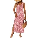 WIHOLL Maxi Dress Summer Dresses 2026 Beach Vacation Clothes Sleeveless Sundresses with Pockets Boho S-3XL