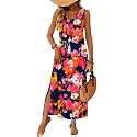 WIHOLL Maxi Dress Summer Dresses 2026 Beach Vacation Clothes Sleeveless Sundresses with Pockets Boho S-3XL