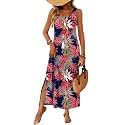 WIHOLL Maxi Dress Summer Dresses 2026 Beach Vacation Clothes Sleeveless Sundresses with Pockets Boho S-3XL