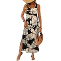 WIHOLL Maxi Dress Summer Dresses 2026 Beach Vacation Clothes Sleeveless Sundresses with Pockets Boho S-3XL