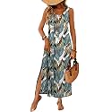 WIHOLL Maxi Dress Summer Dresses 2026 Beach Vacation Clothes Sleeveless Sundresses with Pockets Boho S-3XL