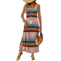 WIHOLL Maxi Dress Summer Dresses 2026 Beach Vacation Clothes Sleeveless Sundresses with Pockets Boho S-3XL
