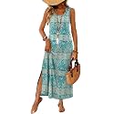 WIHOLL Maxi Dress Summer Dresses 2026 Beach Vacation Clothes Sleeveless Sundresses with Pockets Boho S-3XL