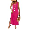 WIHOLL Maxi Dress Summer Dresses 2026 Beach Vacation Clothes Sleeveless Sundresses with Pockets Boho S-3XL