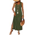 WIHOLL Maxi Dress Summer Dresses 2026 Beach Vacation Clothes Sleeveless Sundresses with Pockets Boho S-3XL