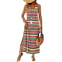 WIHOLL Maxi Dress Summer Dresses 2026 Beach Vacation Clothes Sleeveless Sundresses with Pockets Boho S-3XL