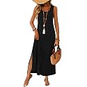 WIHOLL Maxi Dress Summer Dresses 2026 Beach Vacation Clothes Sleeveless Sundresses with Pockets Boho S-3XL