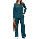 WIHOLL Women's 2 Piece Lounge Sets Sweatshirt Casual Travel Outfits Fashion Wide Leg Tracksuit Cozy Sweatsuits