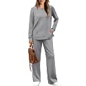 WIHOLL Women's 2 Piece Lounge Sets Sweatshirt Casual Travel Outfits Fashion Wide Leg Tracksuit Cozy Sweatsuits