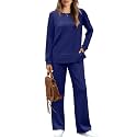 WIHOLL Women's 2 Piece Lounge Sets Sweatshirt Casual Travel Outfits Fashion Wide Leg Tracksuit Cozy Sweatsuits