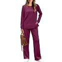 WIHOLL Women's 2 Piece Lounge Sets Sweatshirt Casual Travel Outfits Fashion Wide Leg Tracksuit Cozy Sweatsuits