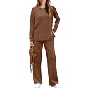 WIHOLL Women's 2 Piece Lounge Sets Sweatshirt Casual Travel Outfits Fashion Wide Leg Tracksuit Cozy Sweatsuits