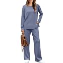 WIHOLL Women's 2 Piece Lounge Sets Sweatshirt Casual Travel Outfits Fashion Wide Leg Tracksuit Cozy Sweatsuits