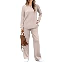 WIHOLL Women's 2 Piece Lounge Sets Sweatshirt Casual Travel Outfits Fashion Wide Leg Tracksuit Cozy Sweatsuits