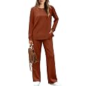 WIHOLL Women's 2 Piece Lounge Sets Sweatshirt Casual Travel Outfits Fashion Wide Leg Tracksuit Cozy Sweatsuits