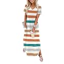 WIHOLL Women's Summer Short Sleeve Dresses Maxi Dress Vacation Beach Sundresses 2026 with Pockets